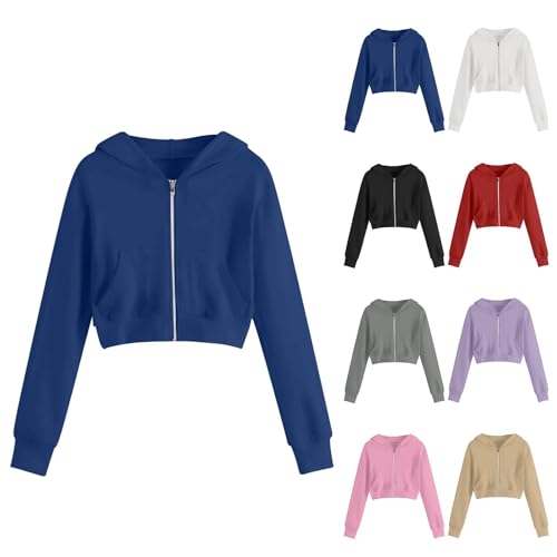 Girls Full Zip Crop Hoodie Kids Casual Long Sleeve Sweatshirts Cute Jackets with Pockets for Boys 5-14 Years2