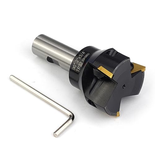 Image of Indexable End Mill with 3 Pcs TPCN32PDTR Tpg32 Carbide Inserts, 2 inch Cutting Diameter, 3-3 /4 inch Overall Length, 90 Degree, 3 /4 inch Shank, TP32, 3 Flutes