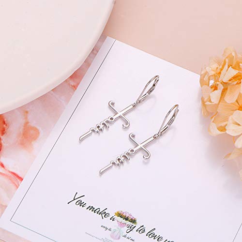 925 Sterling Silver Infinity Love Of God Simple Dainty Faith Cross Dangle Fishhook Earrings Religious Gift For Women Girls Christian Jewelry #TOP5