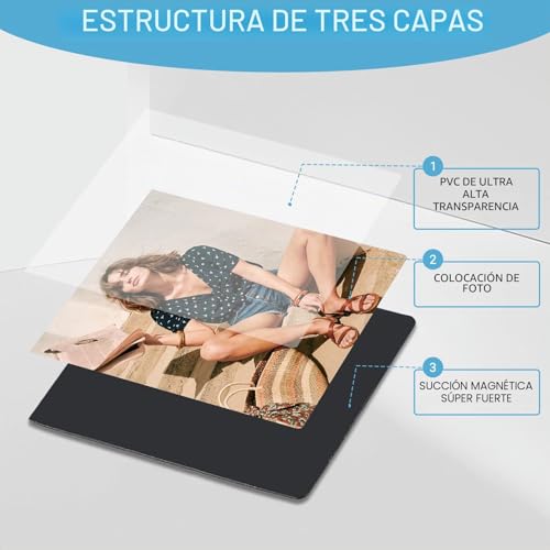 Miniatura 4 de Imalpqpp 10x Marcos Magnéticos 9,1 X 8 Cm Mini Marcos Para Fotos Y Polaroid Film, Imanes Personalizados Nevera Compatibles Con Instax Mini Papel Fotografico