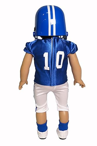 Blue Football Uniform 6pc for 18-Inch Dolls | Premium Quality & Trendy Design | Dolls Clothes - Thumbnail 3