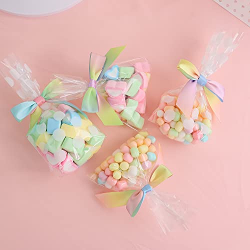 Aimudi Pastel Ribbon Bows For Easter's Day Decorations 3.5" Satin Ribbon Twist Tie Bows For Treat Bags Premade Bows For Crafts Cake Pops, Wedding Decorations, Baby Shower, Gift Wrapping - 50 Counts #TOP3