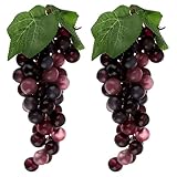 uxcell 2pcs Fake Grapes, Artificial Grapes, Fake Fruit Grapes for Wedding Party Cabinet Farmhouse Photography Props, Purple