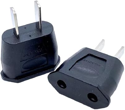 2Pcs Black Socket Plug Adapter for Europe EU Euro to US Travel Charger AC Power Converter and Adapters