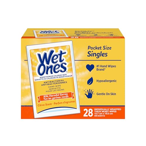 Wet Ones lingettes antibactériennes parfum agrumes 28