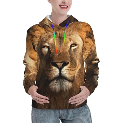 Sweat à capuche imprimé lion africain pour femme idéal pour le week-end