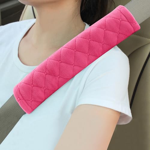 Image of Amooca Soft Auto Seat Belt Cover Seatbelt Shoulder Pad Cushions 2 PCS for a More Comfortable Driving Universal Fit for All Cars and Backpack Watermelon Red