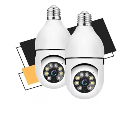 Kit 2 Câmeras Lâmpada + 2 Cartões 64GB, Camera WiFi 1080p Full HD, Visão Noturna Utiliza o Appicsee