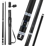 CUESSIR Carbon Fiber Pool Cue Stick with Case, 2pieces 58inch Low Deflection Professional Cue Stick for Billiards, Pro Taper Carbon Fibre Shaft with 12.5mm Tip (19oz-20oz)