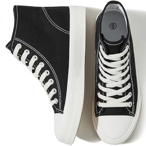 Image of Uoidru High Top Sneakers for Women Canvas Shoes White Canvas High Tops Women Casual Shoes Lace Up Fashion Sneakers