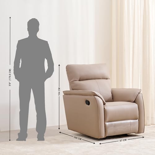 Image of Home Centre | Halley | Rocking Recliner | Faux Leather | 1 Seater Recliner | Beige | 1 Year Warranty