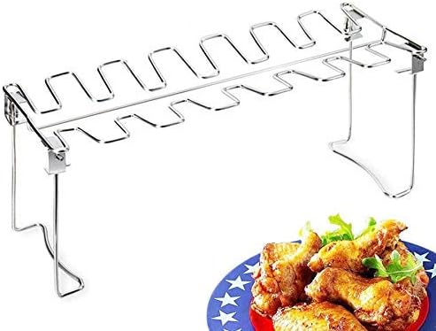 Chicken Leg Wing Grill Rack BBQ Chicken Drumsticks Rack Stainless Steel Roaster Stand with Drip Pan Grill Covers
