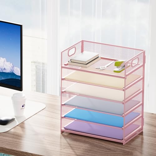 Marbrasse Bandeja organizadora de papel de 6 camadas - organizador de arquivos de mesa de malha com
