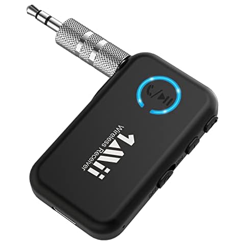 1Mii Bluetooth 5.0 Receiver for Car Audio/ Home Stereo/ Wired Speaker, Car Bluetooth Aux Adapter for Music Streaming, Hand-free Calls, 15H Battery Life, Dual Link (Receiver Only) Cover