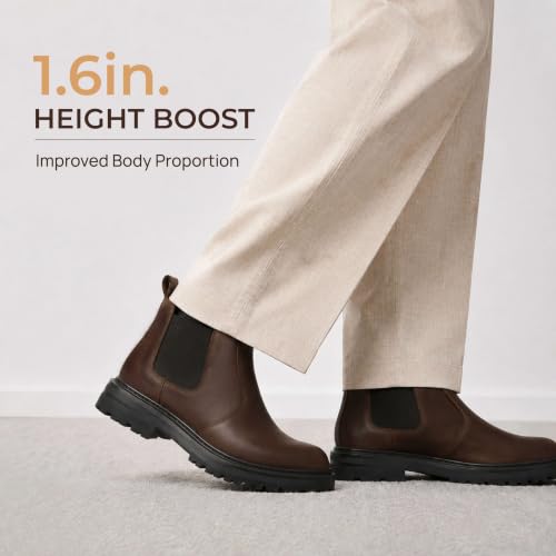 Image of Holy dove Men's Wide Toe Box Platform Chelsea Boots Slip-On Casual Ankle Dress Boot