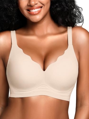Image of Seamless Jelly Bras for Women No Underwire with Support - Wireless Bralettes Everyday Full Coverage Comfort Tshirt Bra