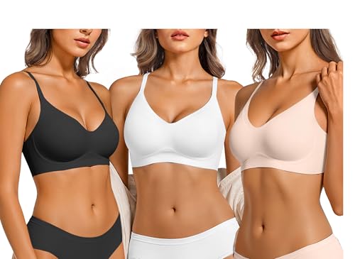 Image of Vertvie Wireless Bras for Women Full Coverage Supportive Seamless Bralettes No Underwire Push Up Comfort Soft T-Shirt Bra