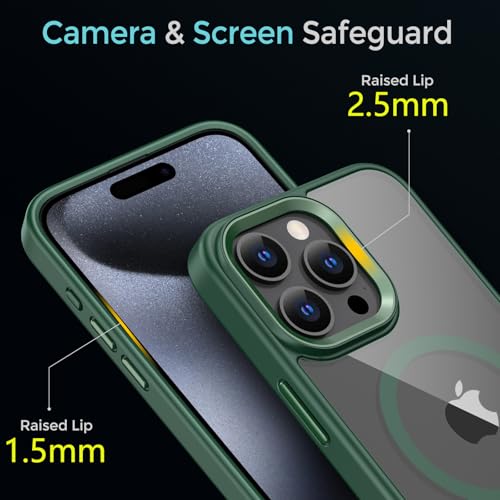 Coque iPhone 14 Pro Max antichoc transparente verte MagSafe
