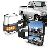 ECCPP Towing Mirrors Replacement fit for 88-98 GMC C1500 C2500 C3500 K1500 K2500 K3500 Power Chrome Smoke Led Signals Passenger&Driver Side Tow Mirror