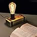 Produktbild GBLY Vintage Tischlampe Holz Tischleuchte Retro Nachttischlampe E27 Industrial Nachttischleuchte 20CM Nachtlampe mit Stecker für Schlafzimmer Wohnzimmer Arbeitszimmer - Ohne Leuchtmittel