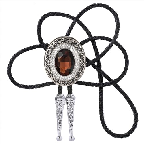 Image of Western Bolo Tie Cowboy Bolo Ties Rhinestone Necklace Bola Tie for Men Women
