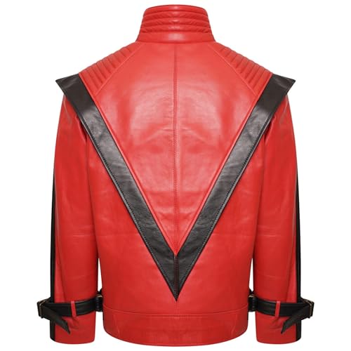 Micheal Jackson Mj Thriller Red and Black Real Leather Jacket Fashion Stylish2