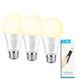 GRV 12 W A60 Bombilla inteligente con mando a distancia de 2,4 GHz, cambio de color bombilla LED, regulable 3000-6500 K, 1000 LM,base E27, Home Decor,1 mando a distancia y 3 bombillas
