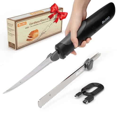 VLOXO Cordless Electric Carving Knife with Non-Stick Blades