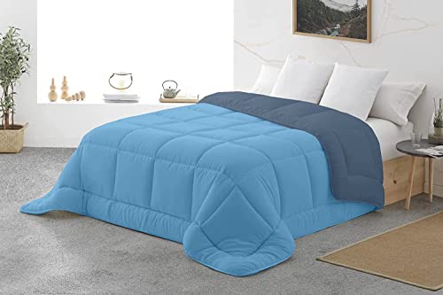 Energy Colors Textil - Hogar - Oshawa - Relleno Nórdico 400 gr Reversible Liso Tacto Pluma Otoño/Invierno (Turquesa- Azul, 220_x_220_cm) Cama 135