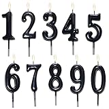 Generic 10 Pieces Birthday Numeral Candles, Cake Numeral Candles Birthday Cake Candles for Kids Adults, Number 0-9 Cake Topper Decoration for Birthday Wedding Anniversary Party Celebration,Black