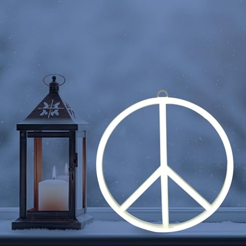 Image of OSALADI Neon Peace Sign Led Light 8.66 Inch Battery Operated USB Powered Night Lamp Light up Peace Sign for Wall Decor for Bedroom Party Home