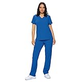 Picture of Monarch Uniforms Scrub Sets in Regular and Petite Stretchy Scrubs for Women Set of Scrub Top and Scrub pants-(ROYAL BLUE)-L