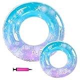 AMANMAN 2 Stück Aufblasbarer Schwimmring Schwimmreifen Kinder Erwachsen 50cm Klein & 75cm Großer Schwimmen Ring Glitzer Schwimmreif Luftmatratze Pool Spielzeug für Sandstrand Schwimmbad Draußen Party