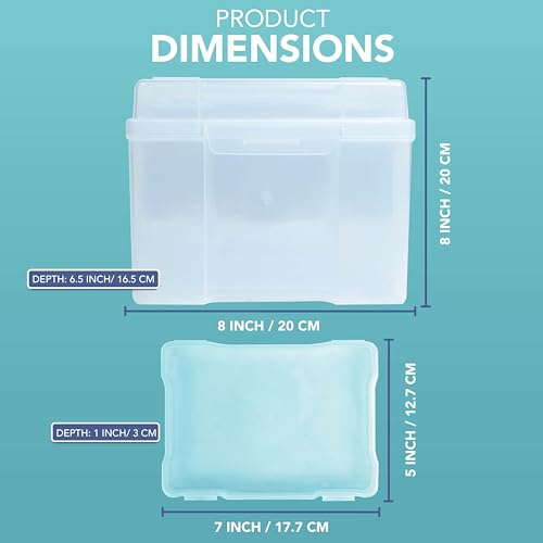HEFTMAN 5 x 7 Photo Storage Boxes - Clear Storage Box with 6 Inner Cases, Holds 600 Photos - Transparent Organiser for Office Supplies, Cables, Stickers - 4
