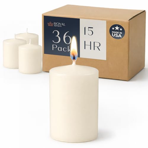 Image of Royal Imports Votive Candles Unscented Candles for Wedding Centerpieces Ivory, Pack of 36 Dripless Wax for Parties, Aromatherapy, Devotional, Home Decor, Spas & Holiday Gifts