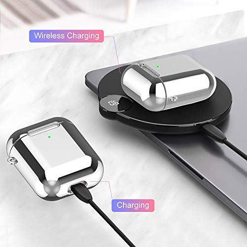 Reflying Case Compatible For Airpods [1St And 2Nd Gen], Soft Tpu Plated Case Shockproof Protective Cover Compatible With Airpods & Airpods 2019 [Front Led Visible] - Silver #TOP5