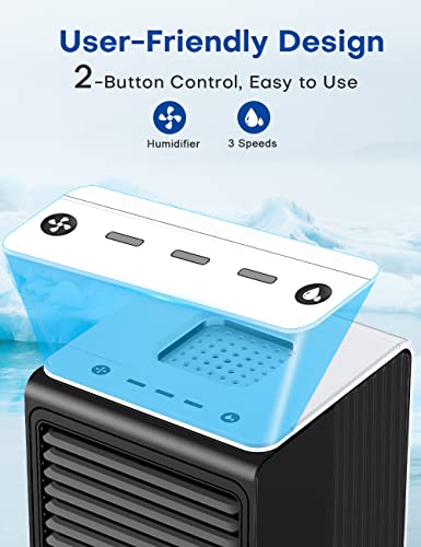 Breezewell Portable Mini Fan, 3 In 1 Evaporative Air Cooler & Humidifier, 2000Mah Battery Powered, Usb Rechargeable, W/3 Wind Speeds, Small Swamp Cooler For Room Car Desktop Home Office #TOP5