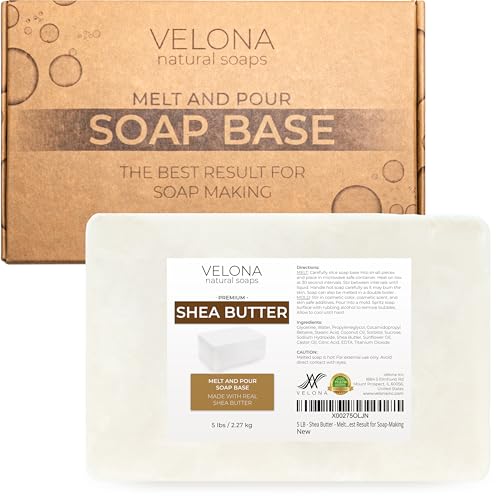 velona 5 LB - Shea Butter - Melt and Pour Soap Base SLS/SLES free | Natural Bars for The Best Result...