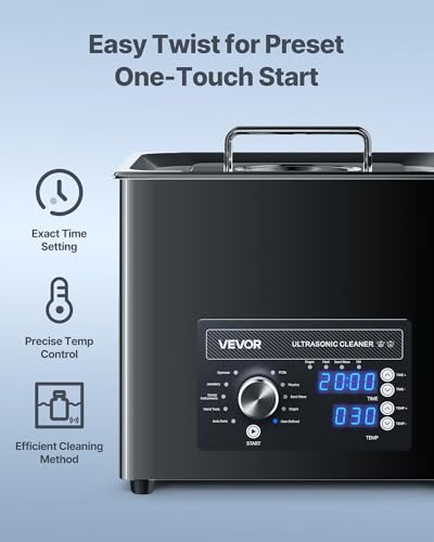 Image of VEVOR 10L Ultrasonic Cleaner, Professional Ultrasonic Cleaner Machine with Knob Control, Stainless Steel Cleaning Machine with Basket and Cleaning Ball, for Watches, Razors, Jewelry, Coins and More