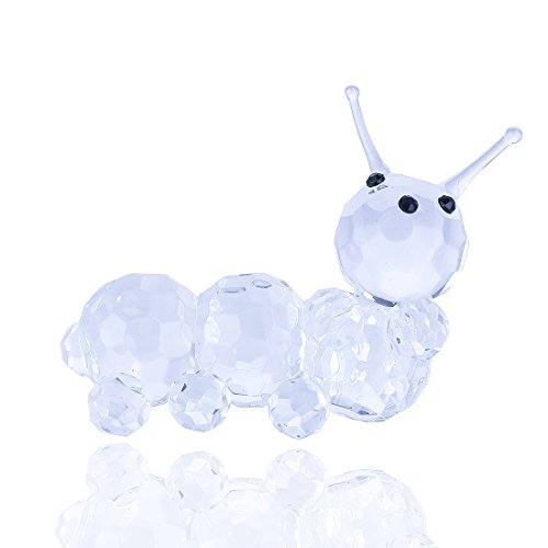 H&D Clear Crystal Caterpillar Collectible Figurine Mini Animal Statue