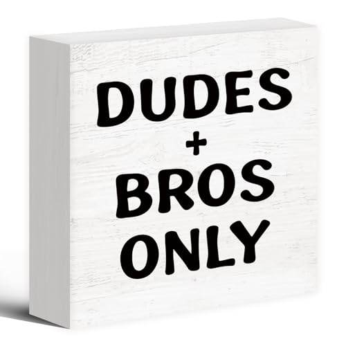 Image of Luipk Funny Nursery Boys Room Wood Box Sign Desk Decor, Toddler Baby Little Boys Dudes And Bros Wooden Block Sign Decorations for Kids Room Boys Room Playroom Wall Tabletop Shelf Decor