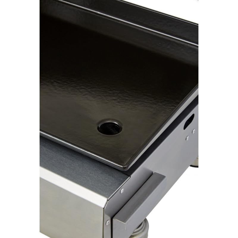 BRASERO - Plancha Alicia II Inox 2 feux - Surface cuisson 52 x 34 cm - 2 brûleurs - Plaque acier émaillée - Piezo intégré - Tiroir graisse - Jusqu'à 8 convives - 5 kW