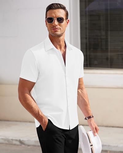 J.VER Mens Short Sleeve Shirts 4-Way Stretch Dress Shirt Business Casual Button Down Shirts - Image 5