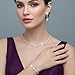Unicra Silver Bridal Wedding Jewelry Set Sparkly Rhinestone Necklace Earrings Bracelet Sets Formal Costume Jewelry for Women and Brides (A Silver-3 Pack Necklace Bracelet Earrings)