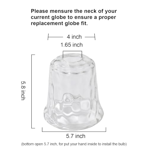 Image of 3 Pack Clear Hammer Glass Light Fixtures Replacement 1-5 /8 Inch Fitter
