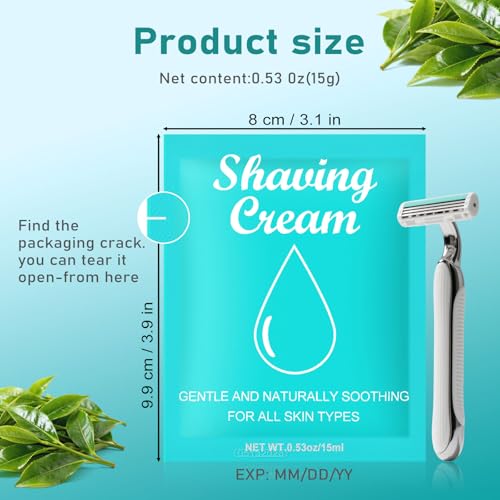 Womens Shaving Cream Bulk Travel,0.53oz Shave Gel for Women,Care Dry Skin Womens Shave Gel for Travel Guests(Green Tea,Pack of 10) - Image 3