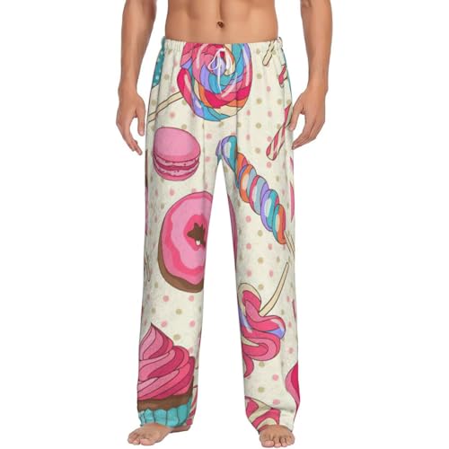 Pantalon de pyjama en flanelle pour hommes à imprimé donut et cupcake doux