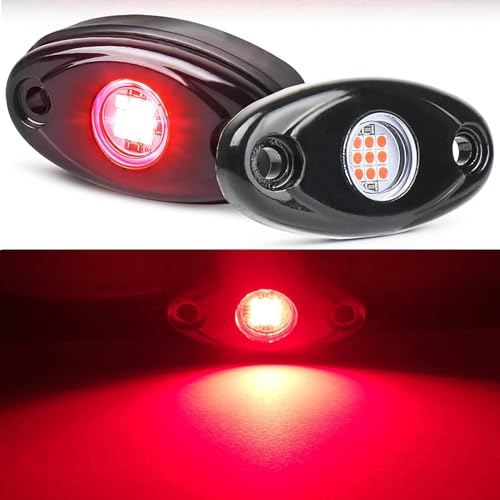 Image of Red Rock Light 12pods 6000k Pure Red Led Rocks Lights Kit Ip68 Waterproof 47inch Extension Wires for ATV Rv Utv SUV Offroad Pickup Trucks Golf Boat Cars Trailers Fender Underglow Lighting (Red)