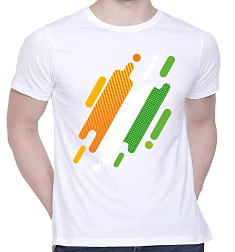 Image of Graphic Printed T-Shirt for Unisex Indian Tricolor Creative Artwork Tshirt | Casual Half Sleeve Round Neck T-Shirt | 100% Cotton | D00049-13
