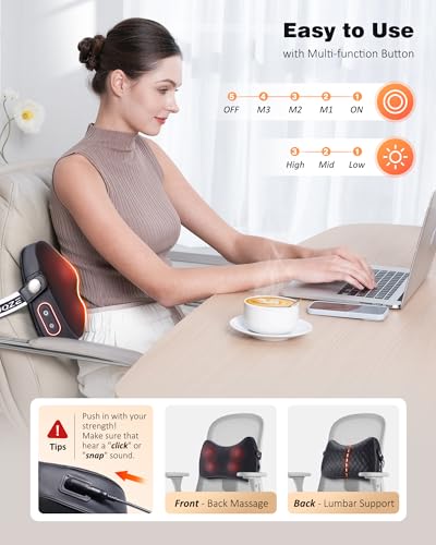 image for KNQZE Back Massager for Pain Relief Deep Tissue, Shiatsu Back and Neck